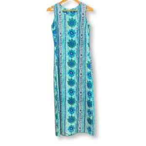 90's Blue Beachy Mandala Summer Maxi Dress