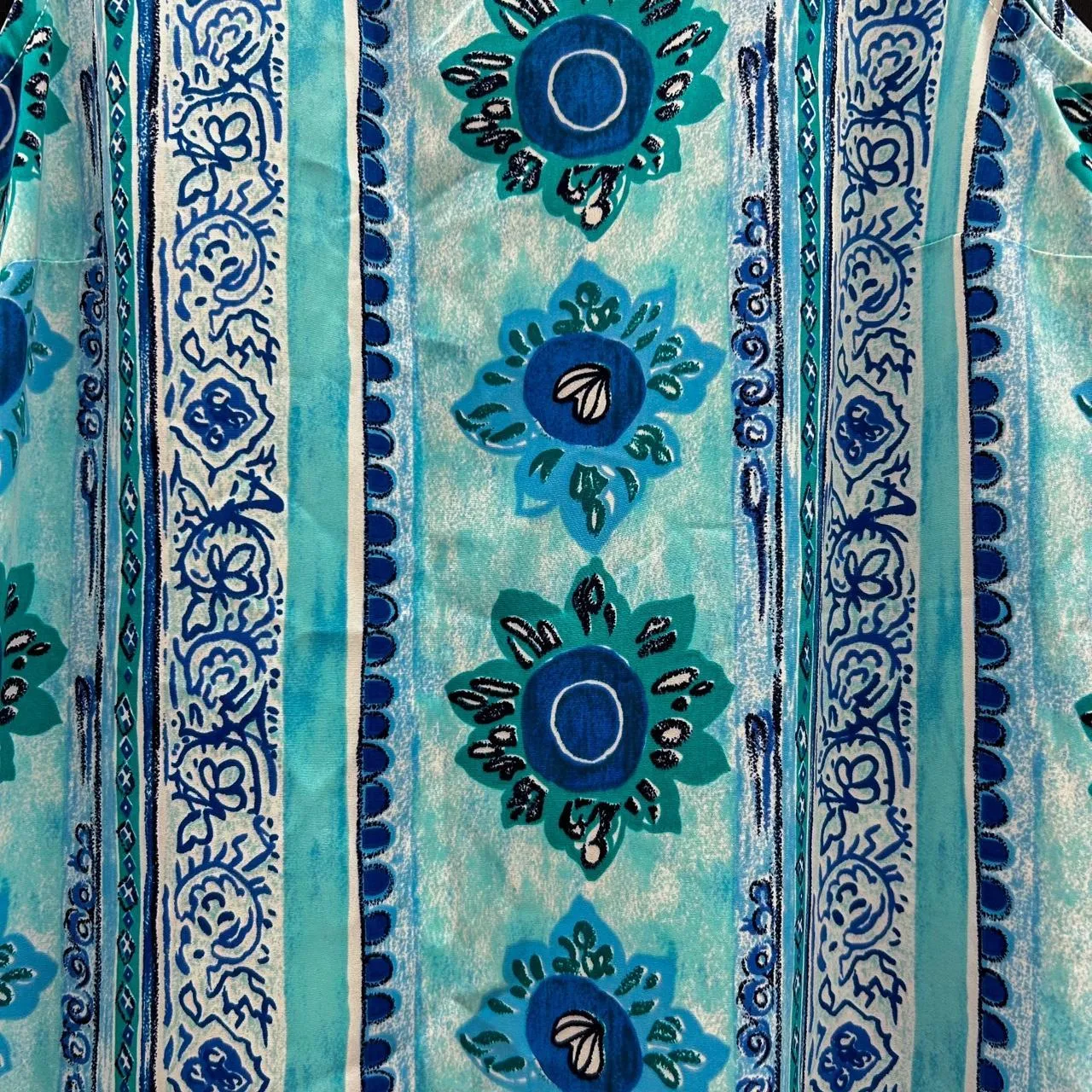 90's Blue Beachy Mandala Summer Maxi Dress