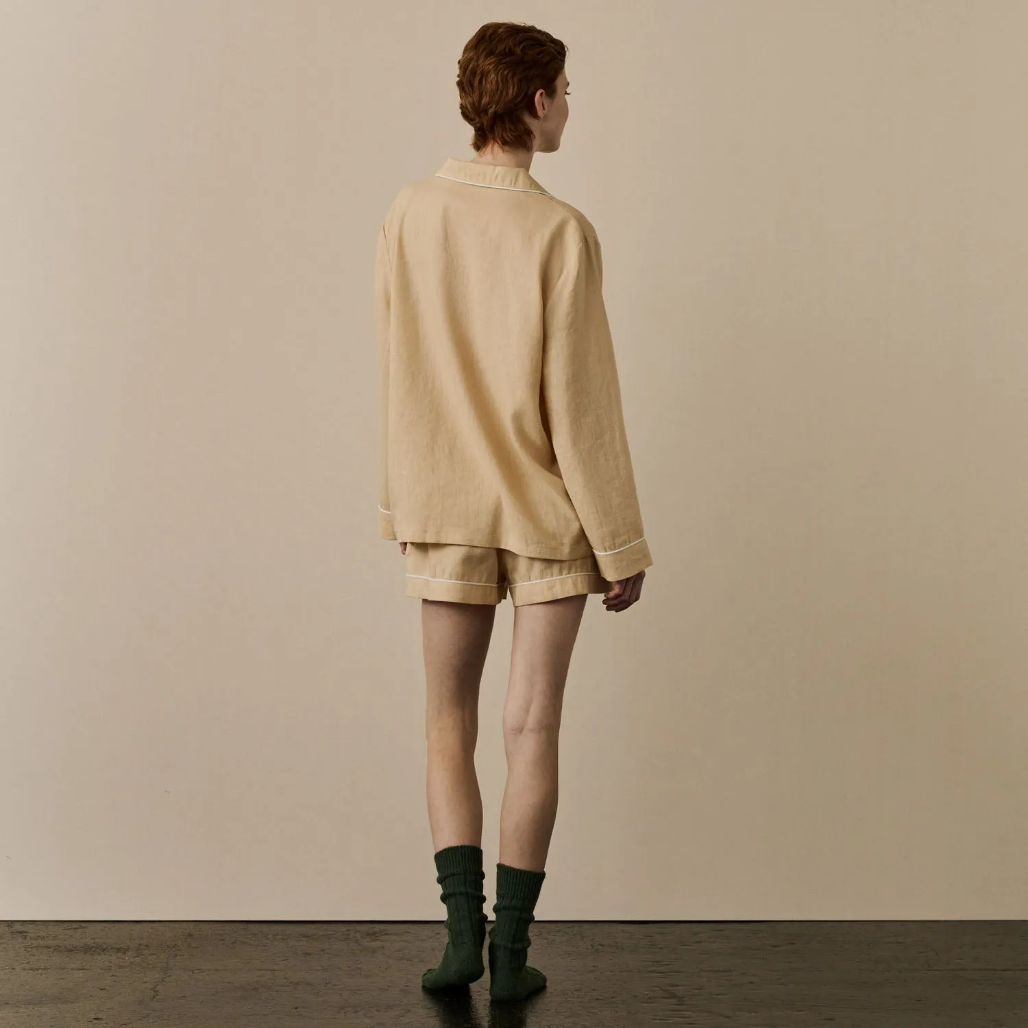 Almond Linen Women's Pyjama Shorts Set