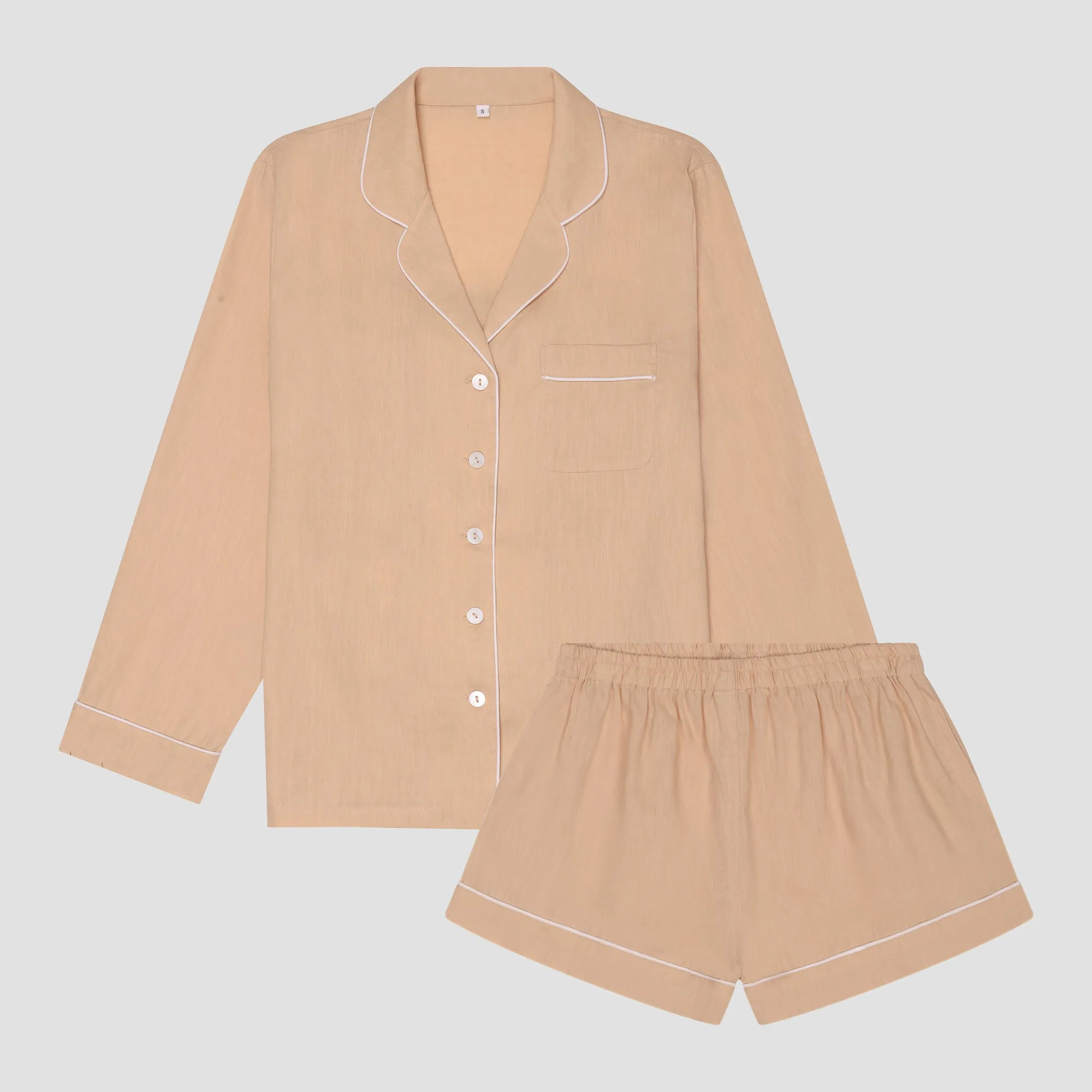 Almond Linen Women's Pyjama Shorts Set