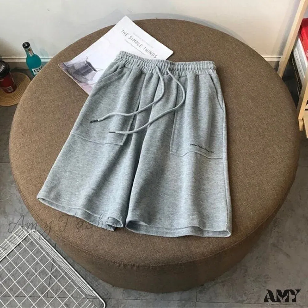 Amy Fashion - Knee Length Pants Drawstring Korean Shorts
