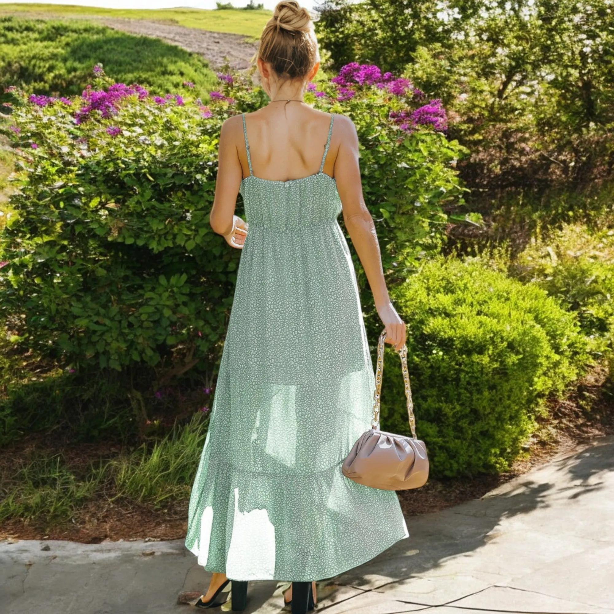 Anna-Kaci Women's Sleeveless V-Neck Wrap Maxi Dress with High-Low Hem