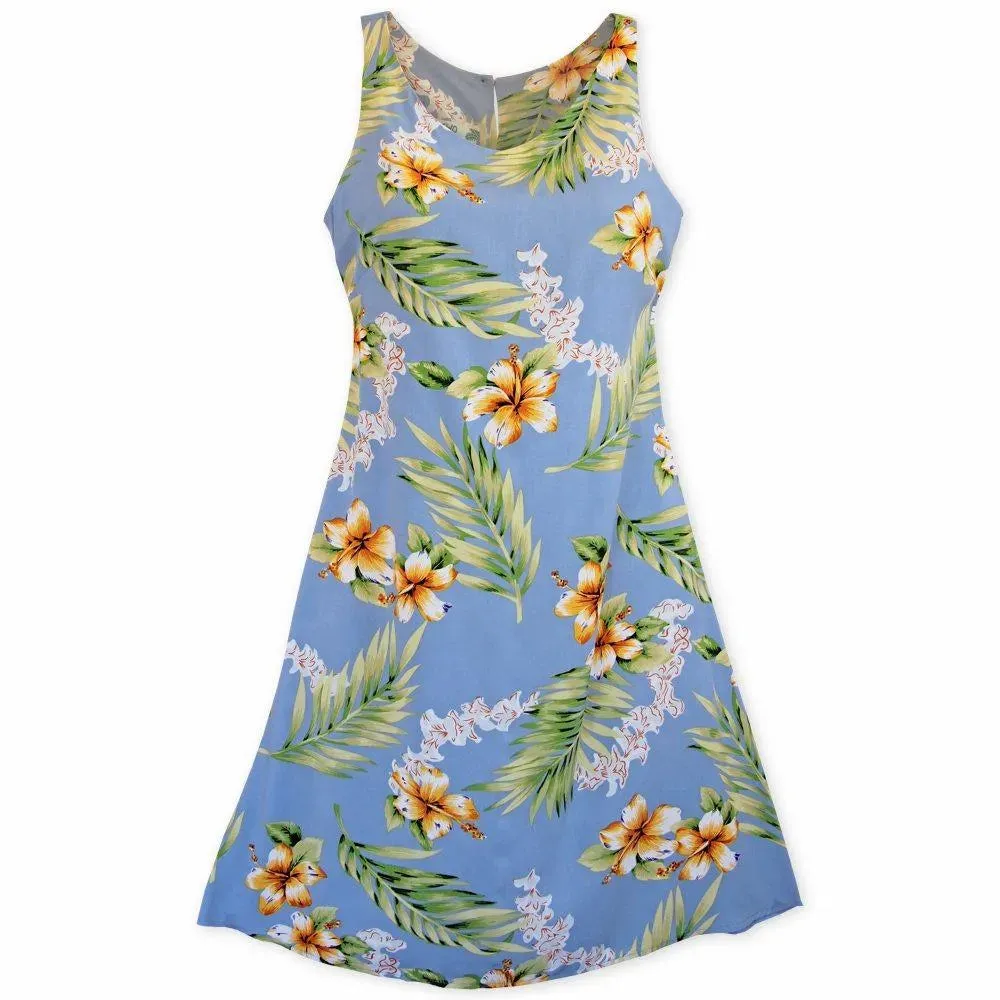 Atoll Blue Fiesta Hawaiian Dress