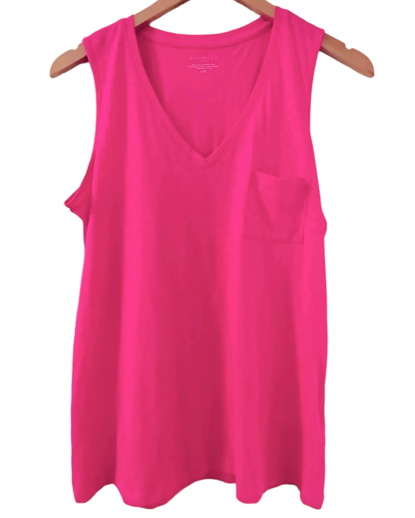 Bright Spring Azalea Sleeveless V-Neck Pocket Tee