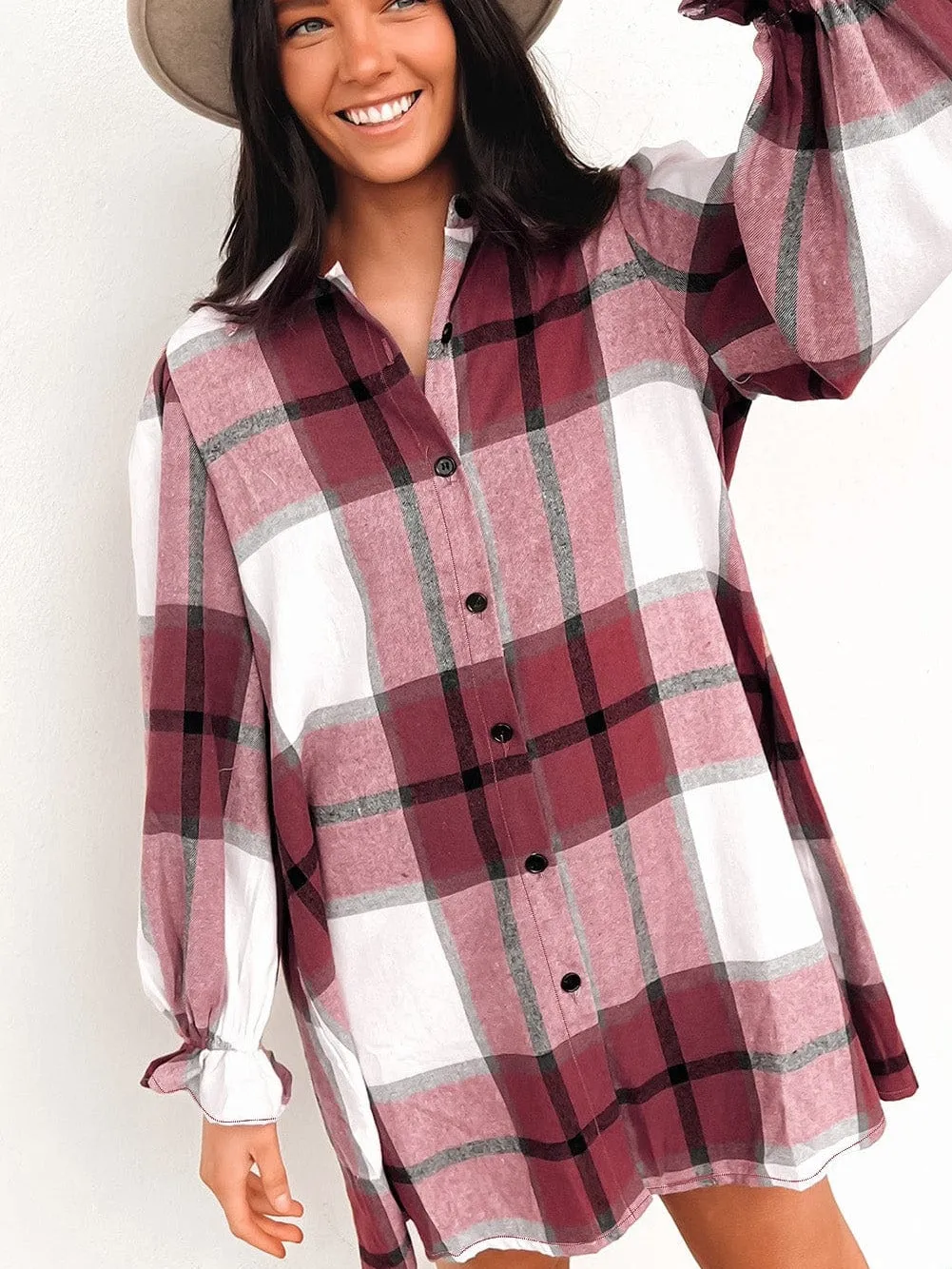 Burgundy Plaid Dress