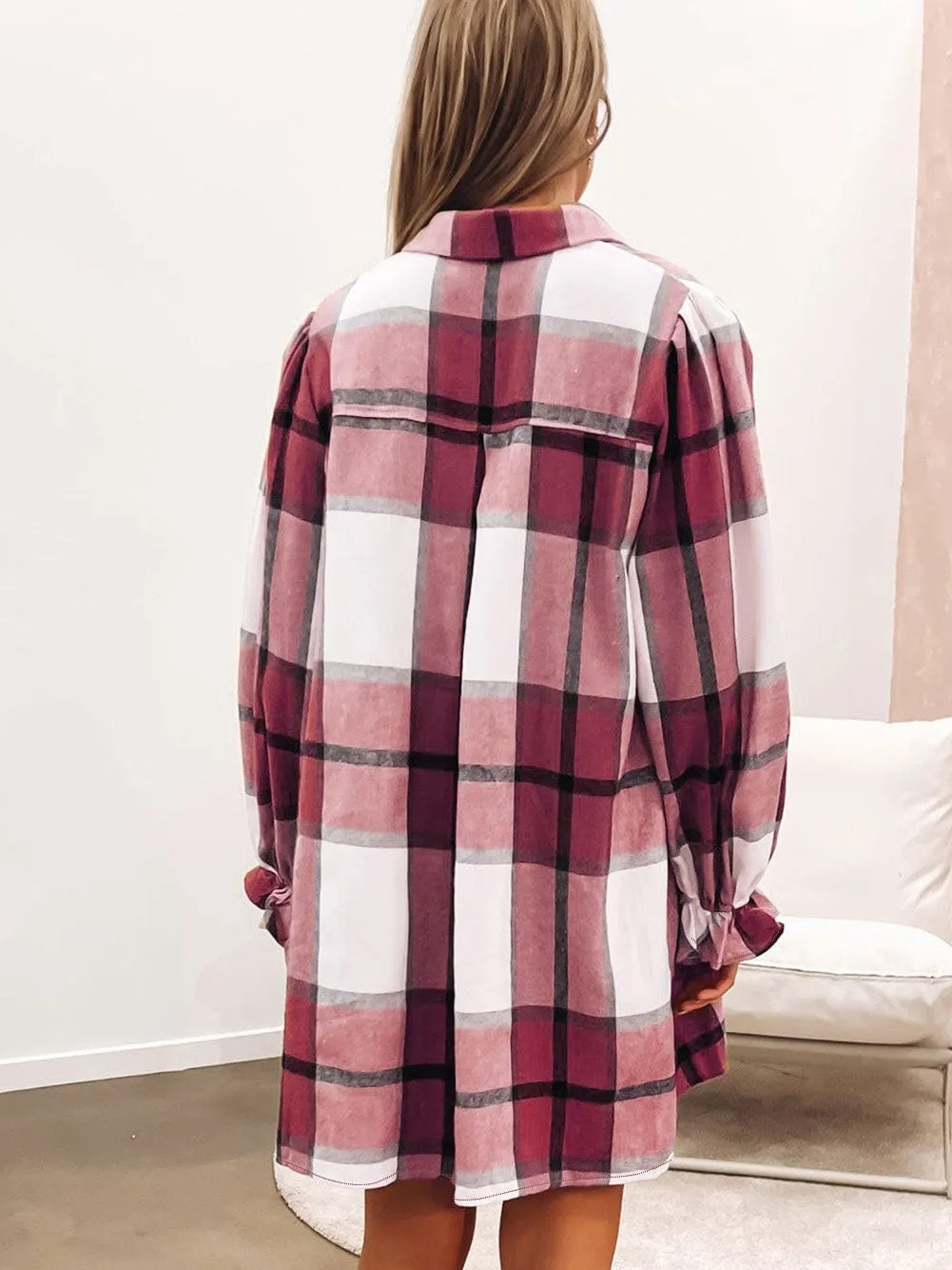 Burgundy Plaid Dress