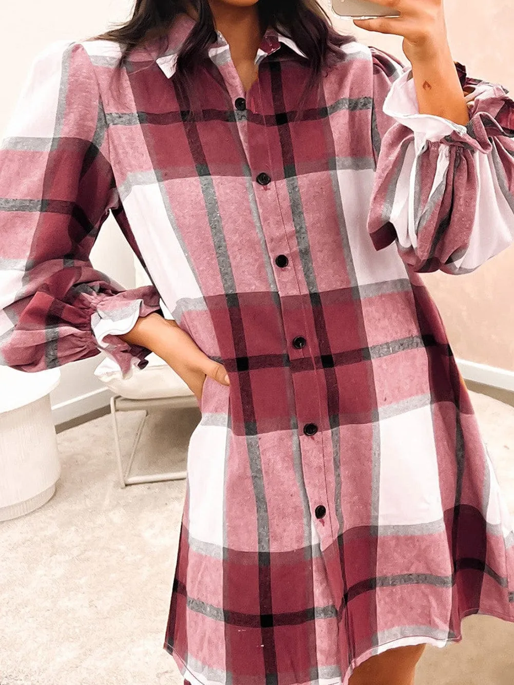 Burgundy Plaid Dress