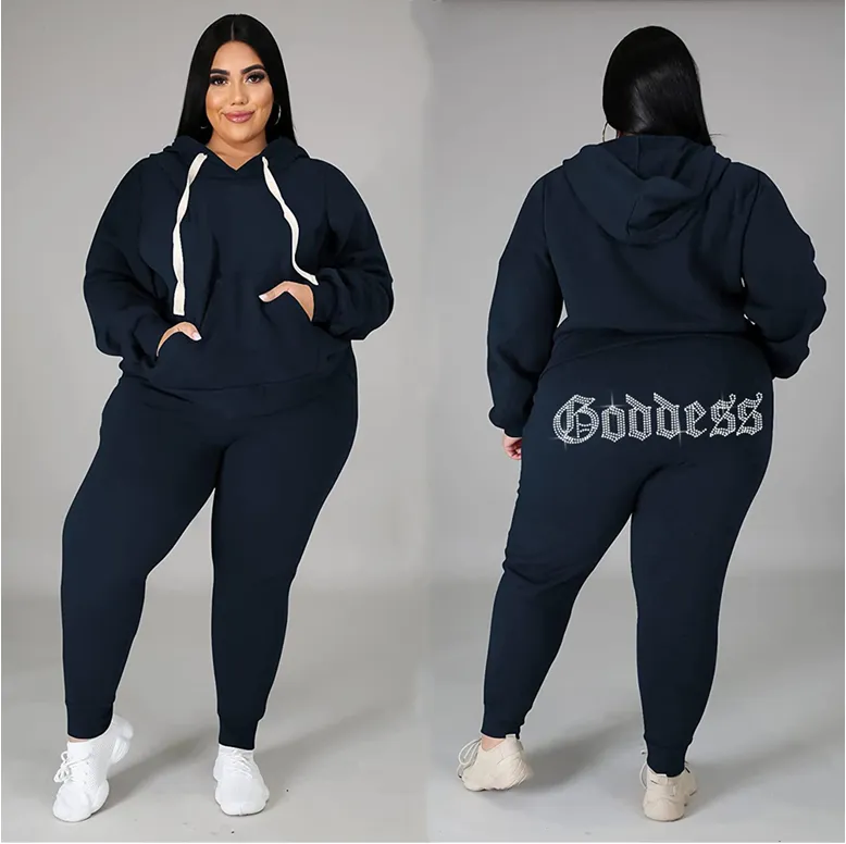 Casual Rhinestone Sweatshirt Set（AY1477）