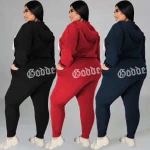 Casual Rhinestone Sweatshirt Set（AY1477）
