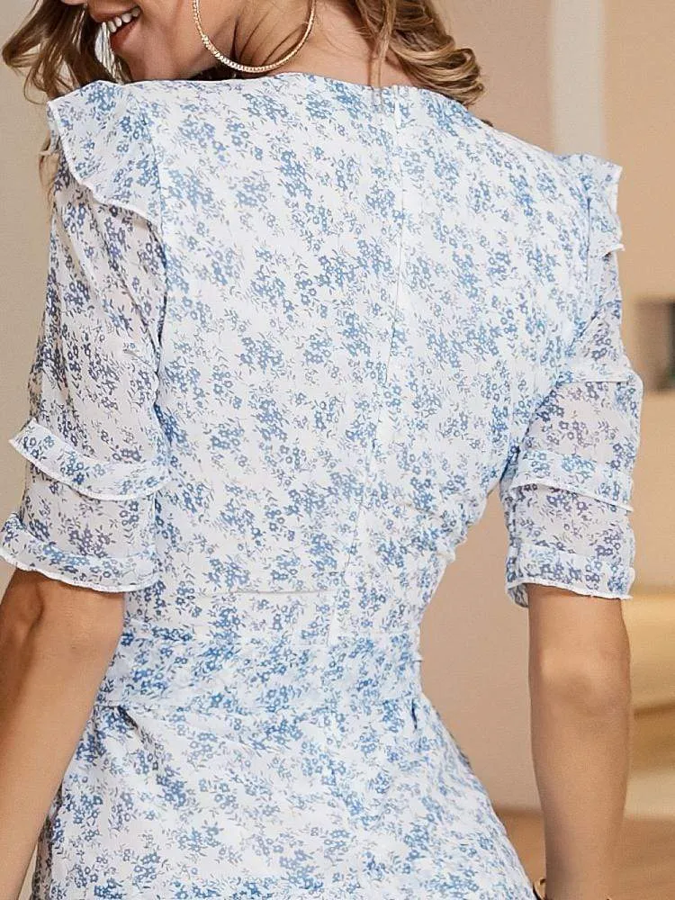 Chiffon Floral Print Casual A-Line Dress