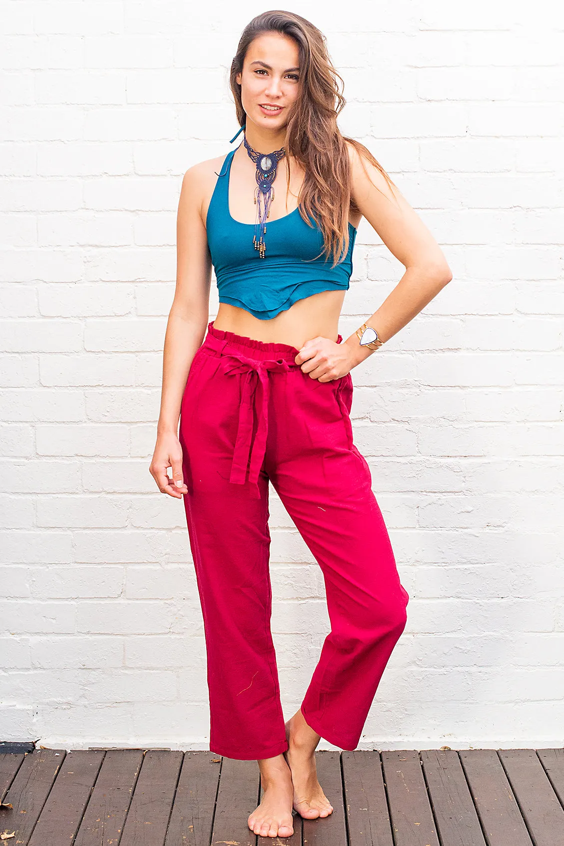 Cotton Tie Up Pants in Multiple Colours