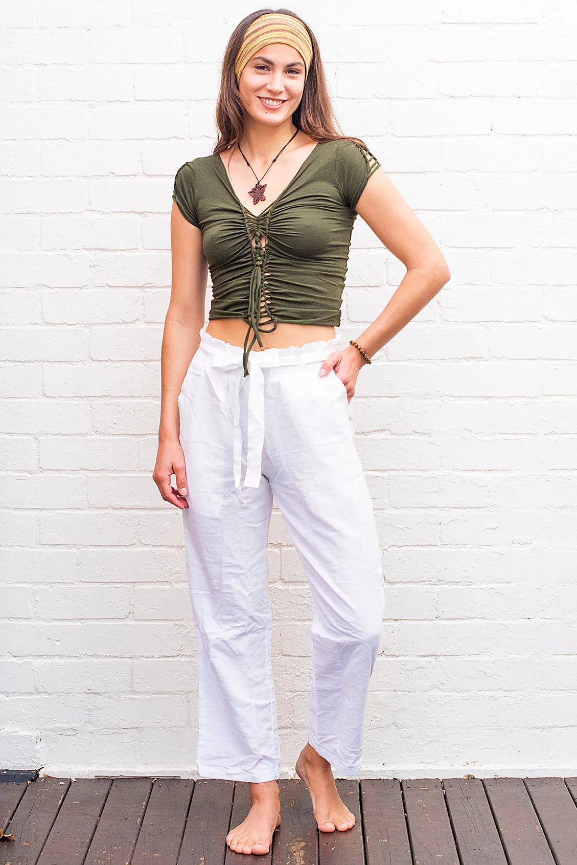 Cotton Tie Up Pants in Multiple Colours