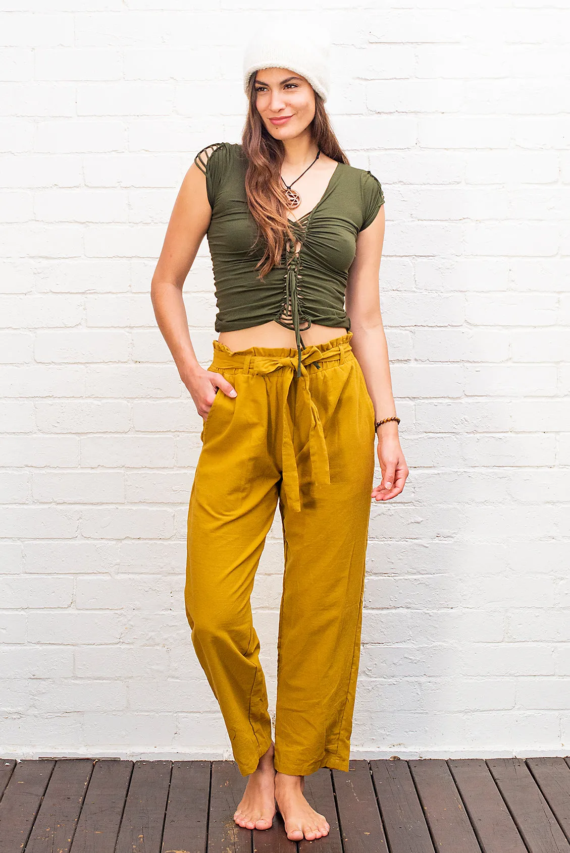 Cotton Tie Up Pants in Multiple Colours