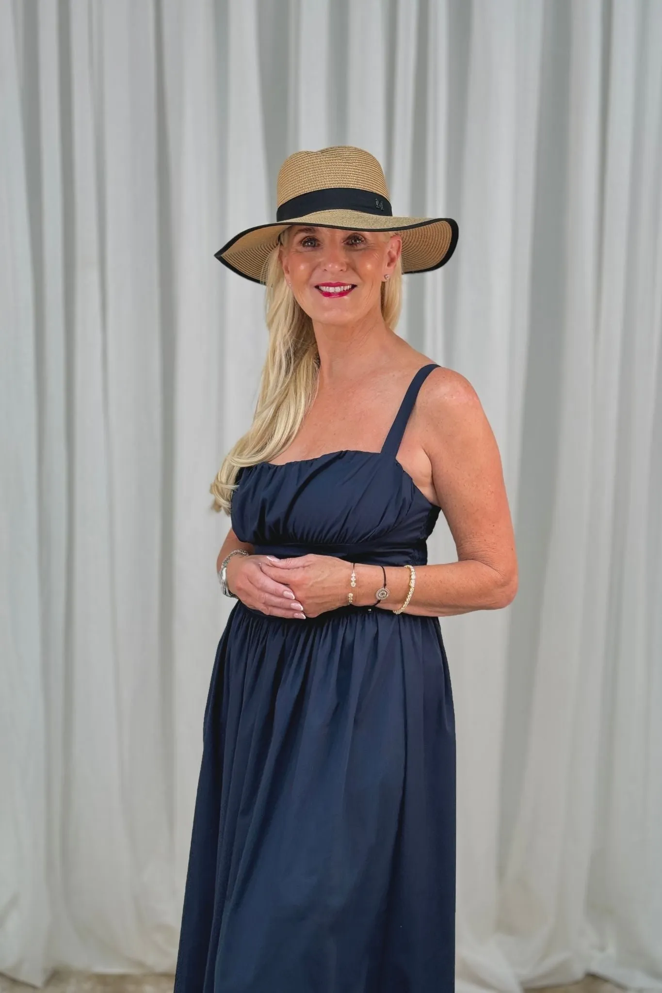 Erica Corset Waist Midi Dress In Navy