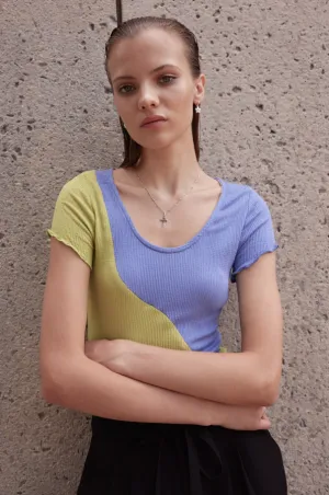 Eve Gravel Arès Top in Periwinkle/Lime - L/XL