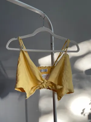 Faithfull the Brand Mustard 100% Linen Crop Top - XS/S