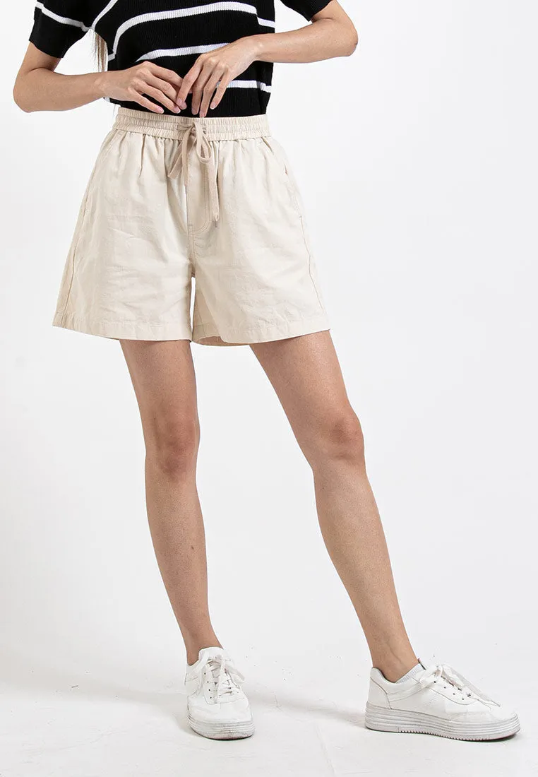 Forest Ladies Casual Cotton Short Pants Women Plain Drawstring Shorts  | Seluar Pendek Perempuan - 865108