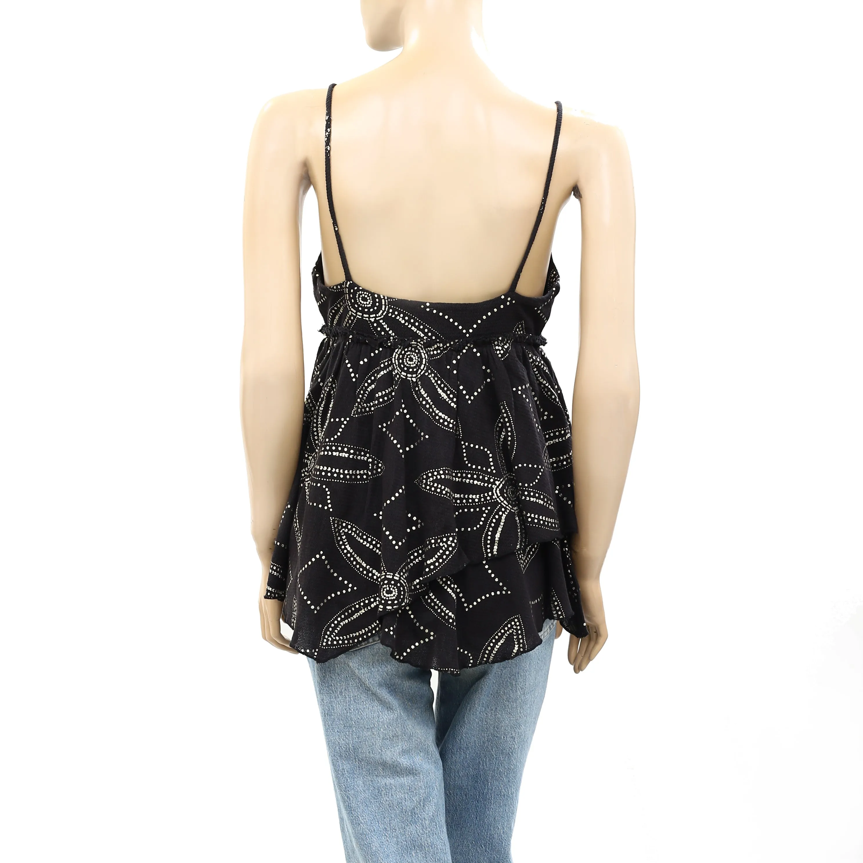 Free People Dot Printed Tank Blouse Top
