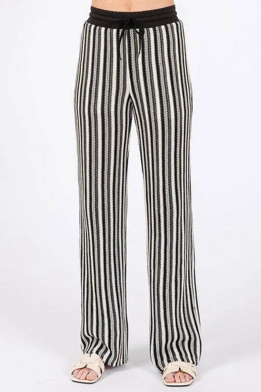 GeeGee See-Through Stripe Knit Pants