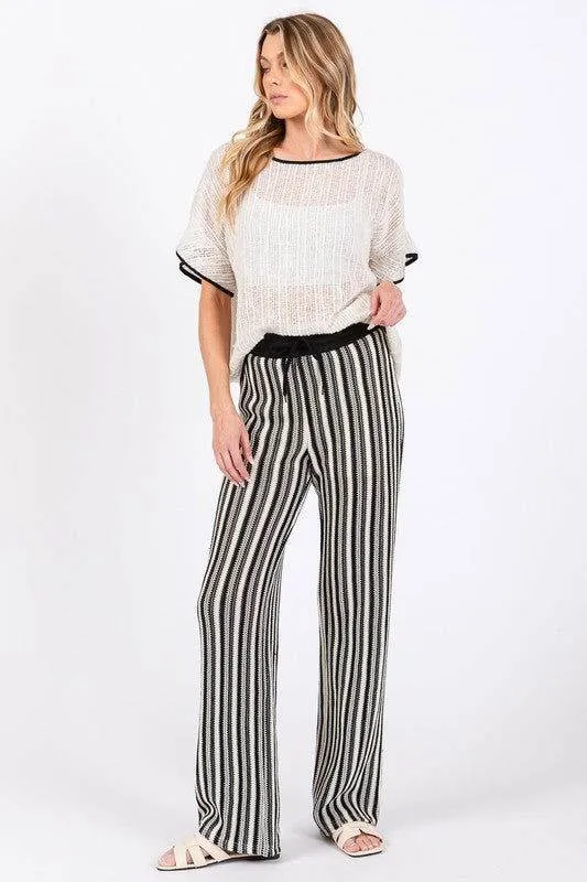 GeeGee See-Through Stripe Knit Pants