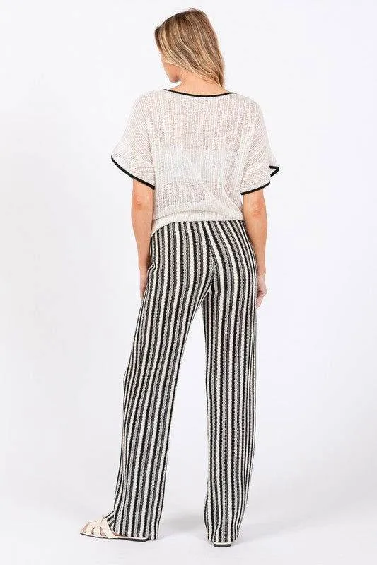 GeeGee See-Through Stripe Knit Pants
