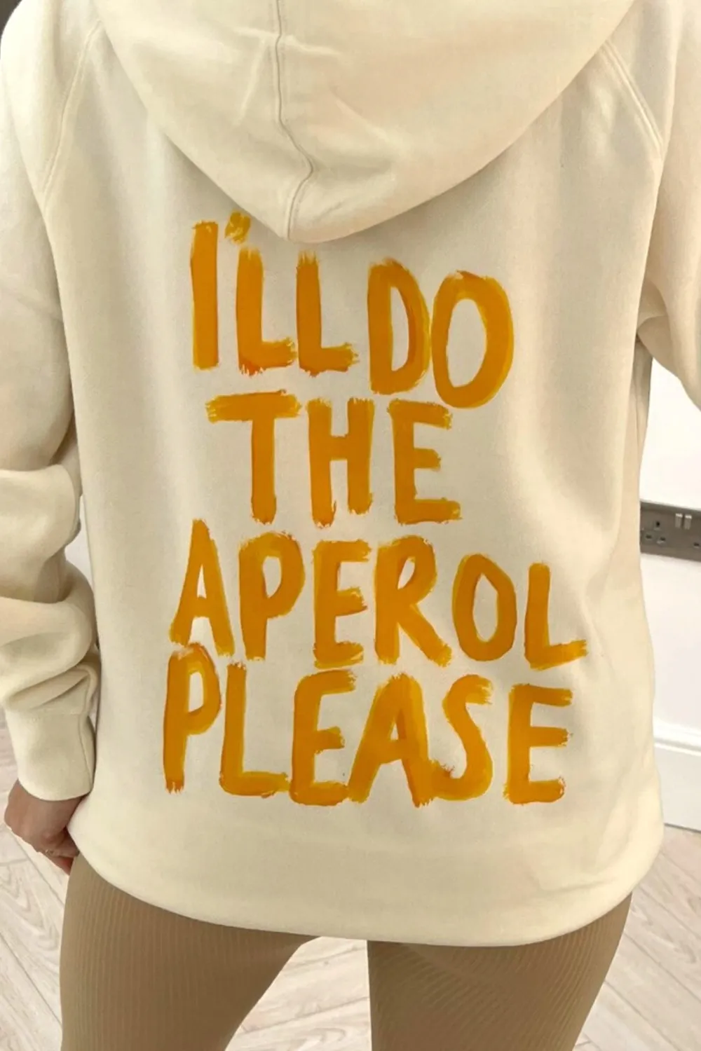Happy hour ecru printed hoodie