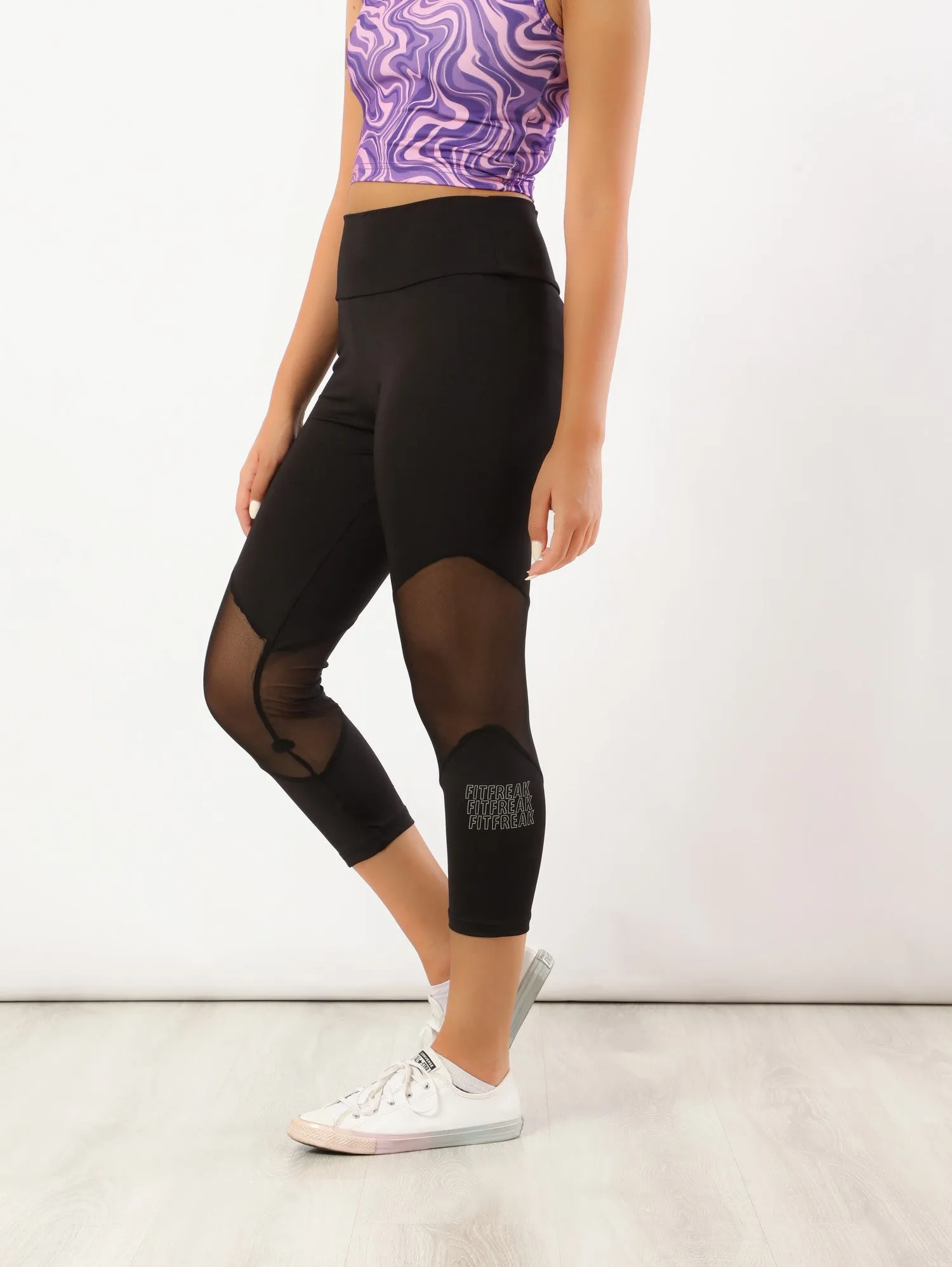 High Waisted Capri Mesh Leggings - Fit Freak