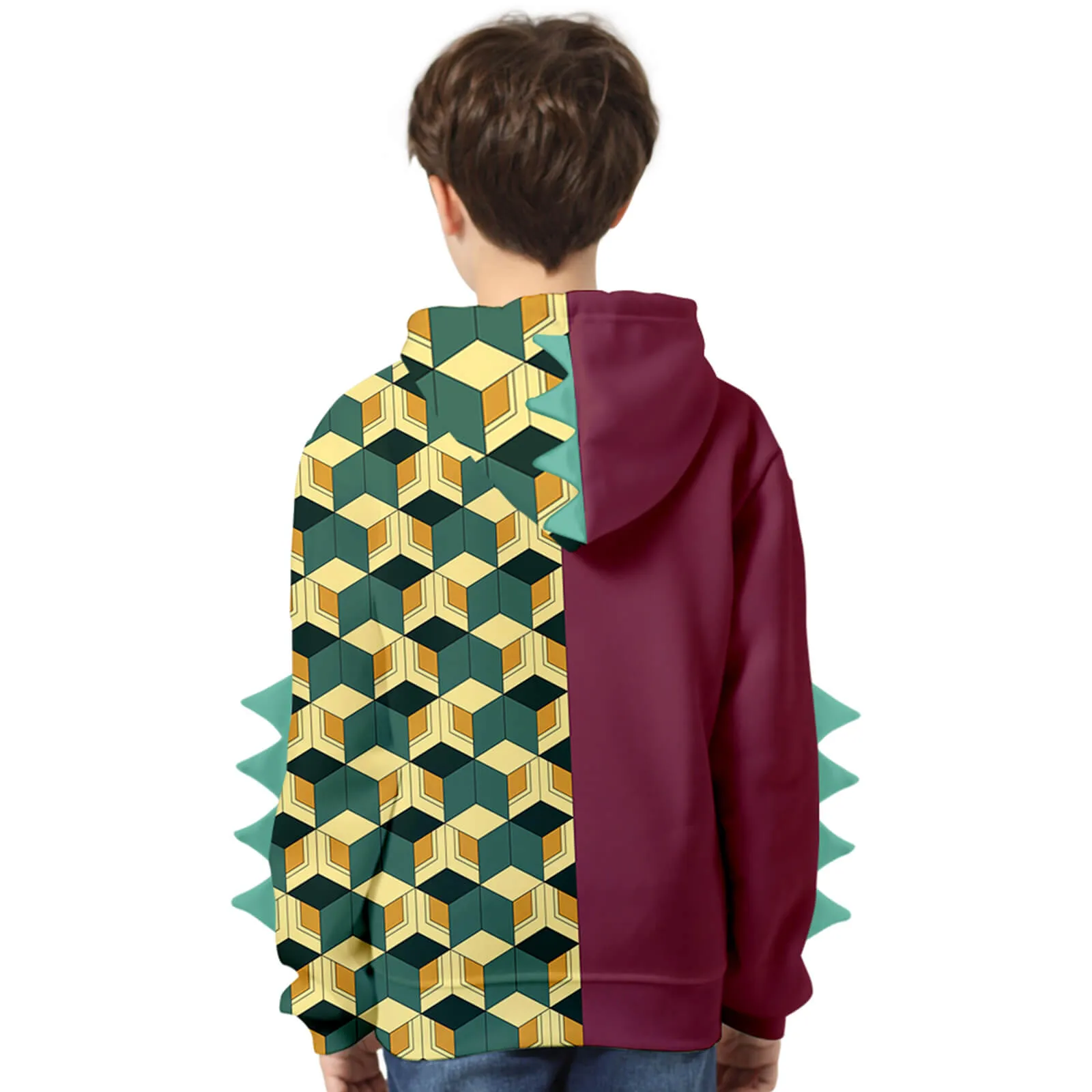 Kids Dinosaur Hoodie and Pants Demon Tanjiro Zenitsu Nezuko Shinobu Giyu Cosplay Suits