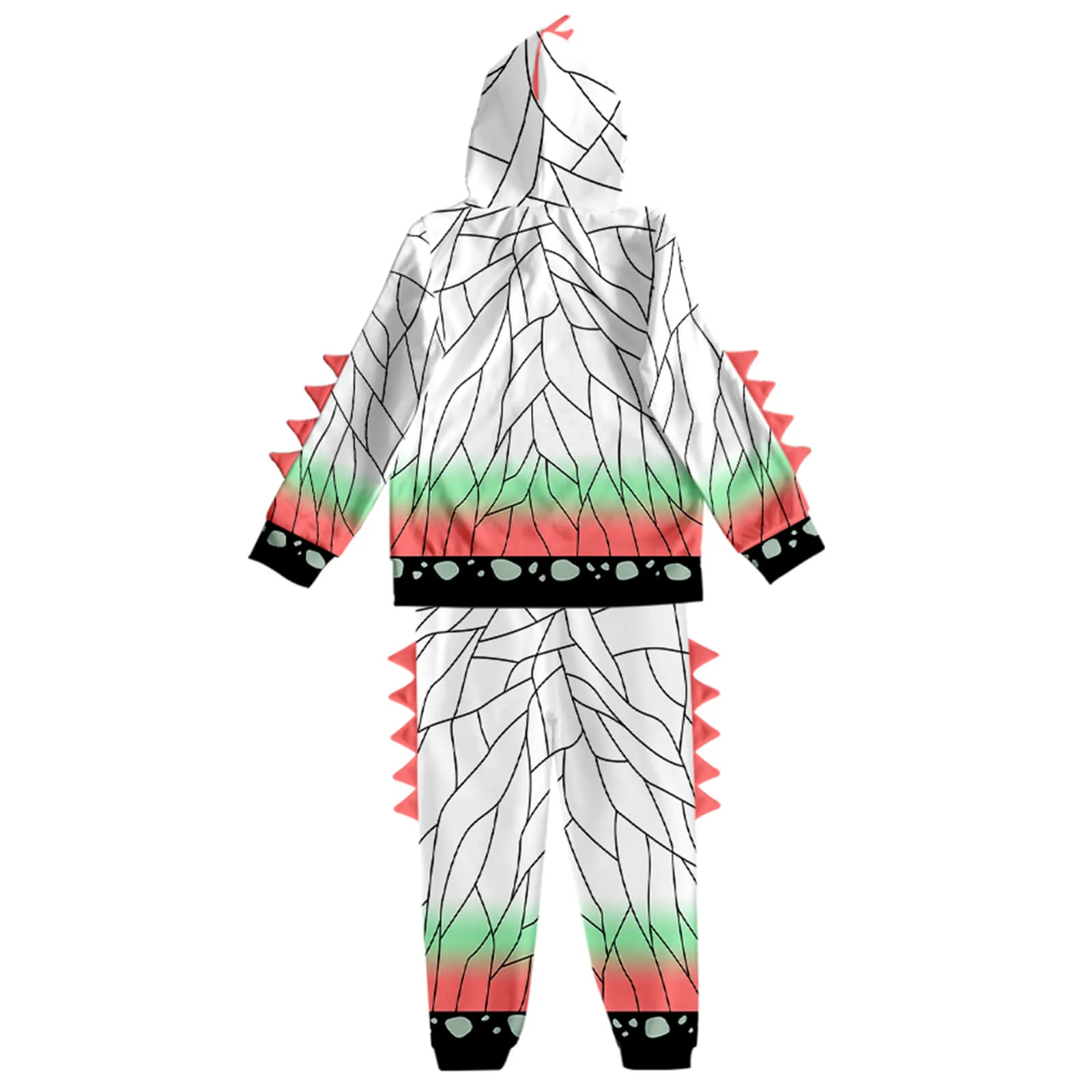 Kids Dinosaur Hoodie and Pants Demon Tanjiro Zenitsu Nezuko Shinobu Giyu Cosplay Suits