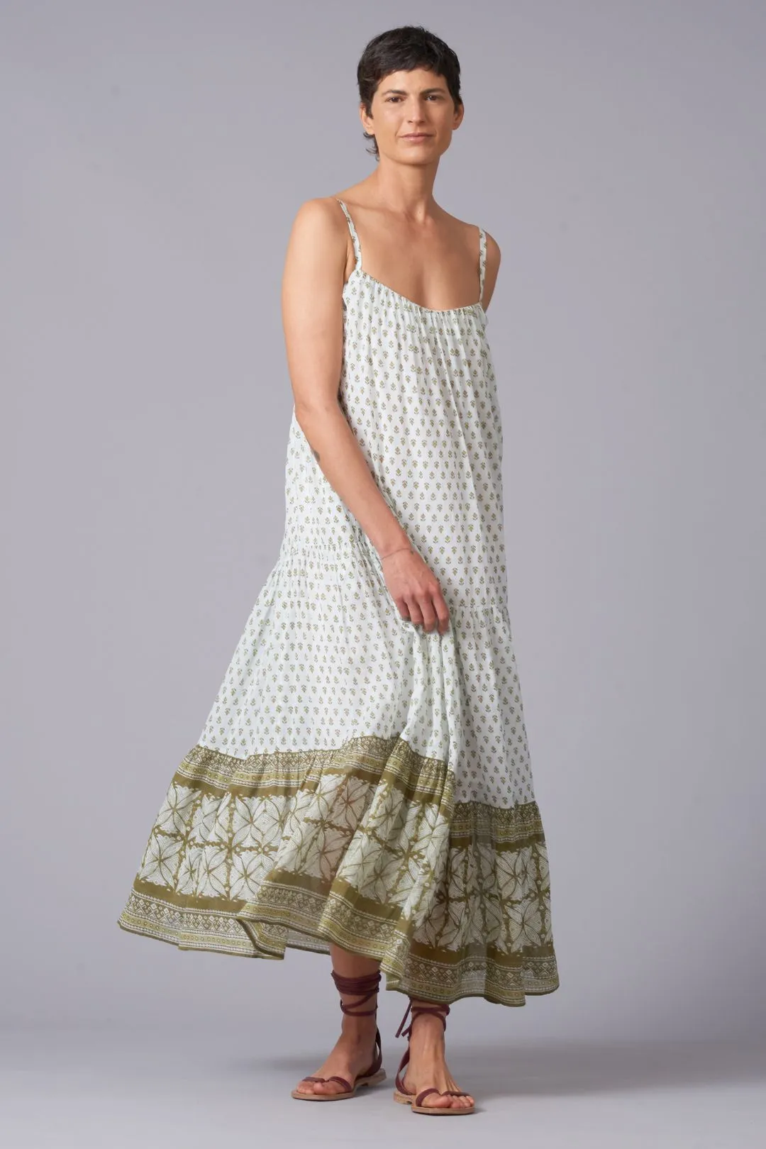 Laya Block Printtiered  Sundress