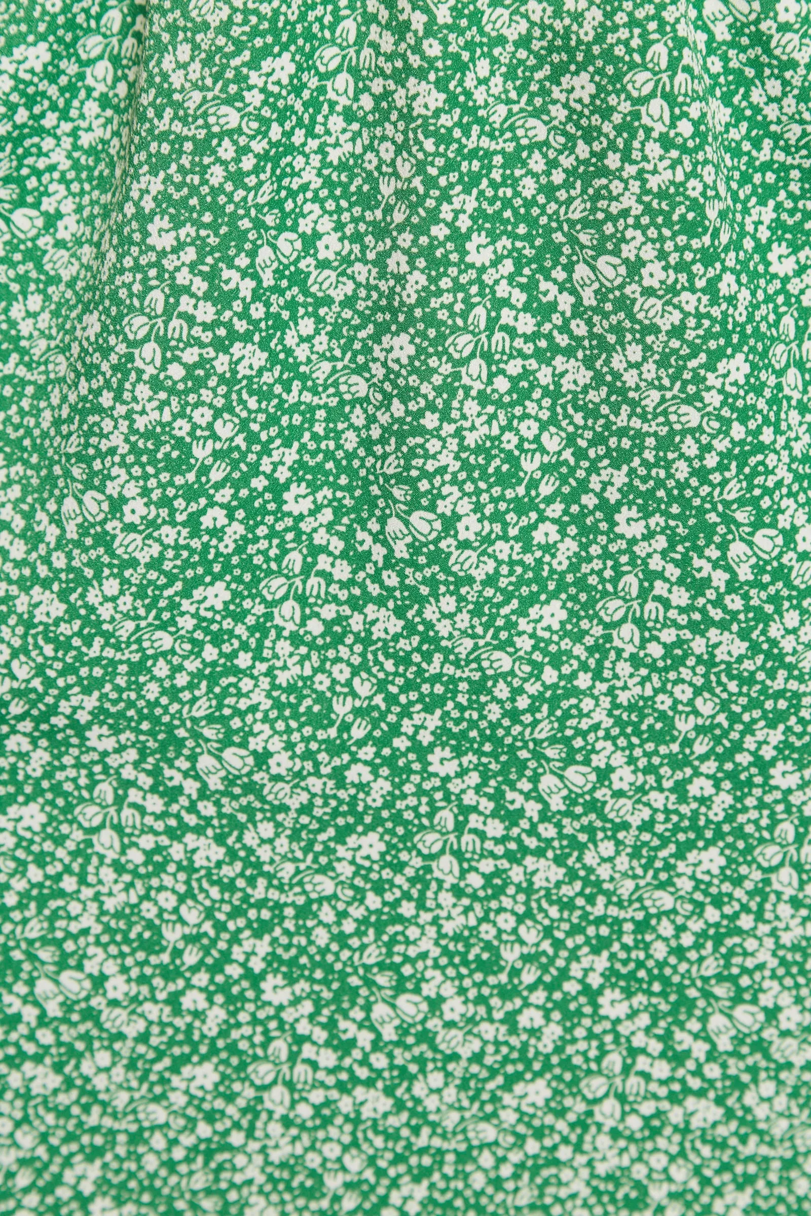 Louche Colleen Micro Flower Print Short Sleeve Tie Midi Dress - Green