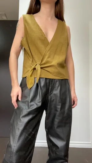 Madewell Mossy Sash-Tie Wrap Top - L