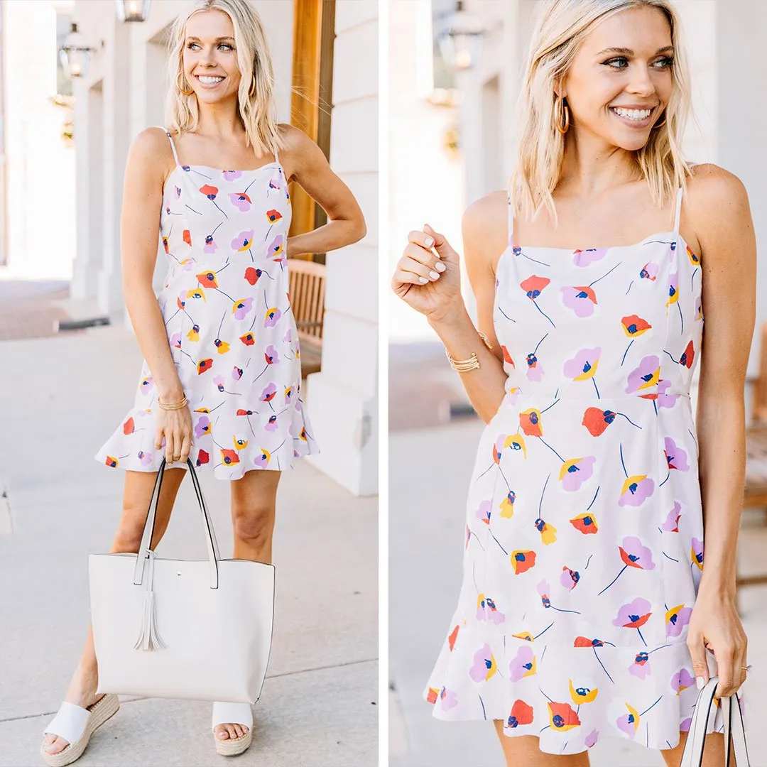 Make An Effort Taupe White Floral Dress