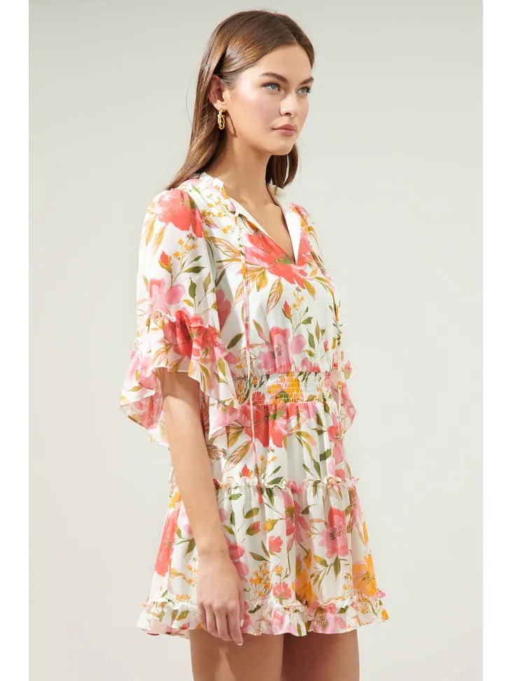 Maldonado Floral Bell Sleeve Mini Dress