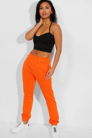 ORANGE ELASTICATED WAIST CUFFED HEM SIDE POCKETS JOGGERS