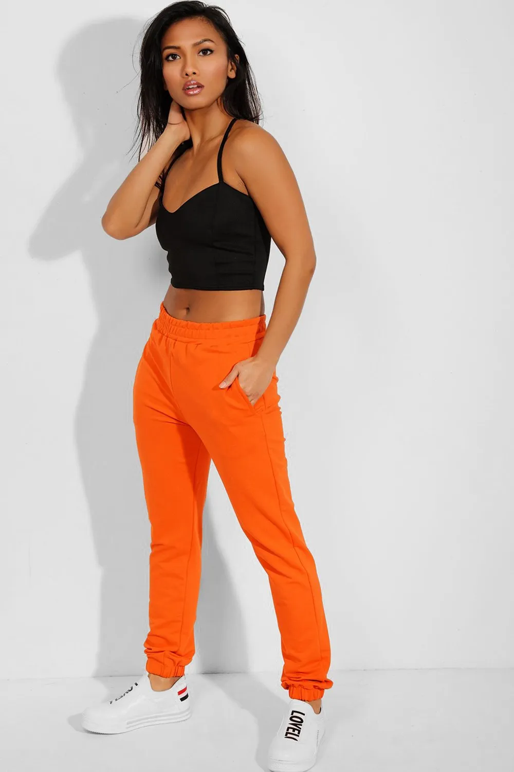ORANGE ELASTICATED WAIST CUFFED HEM SIDE POCKETS JOGGERS