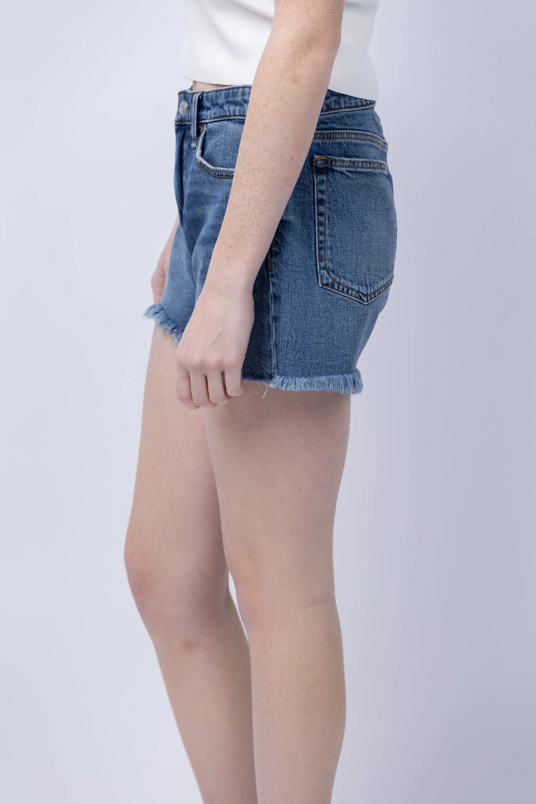 rag & bone Dre Low-Rise Denim Shorts in Blue River