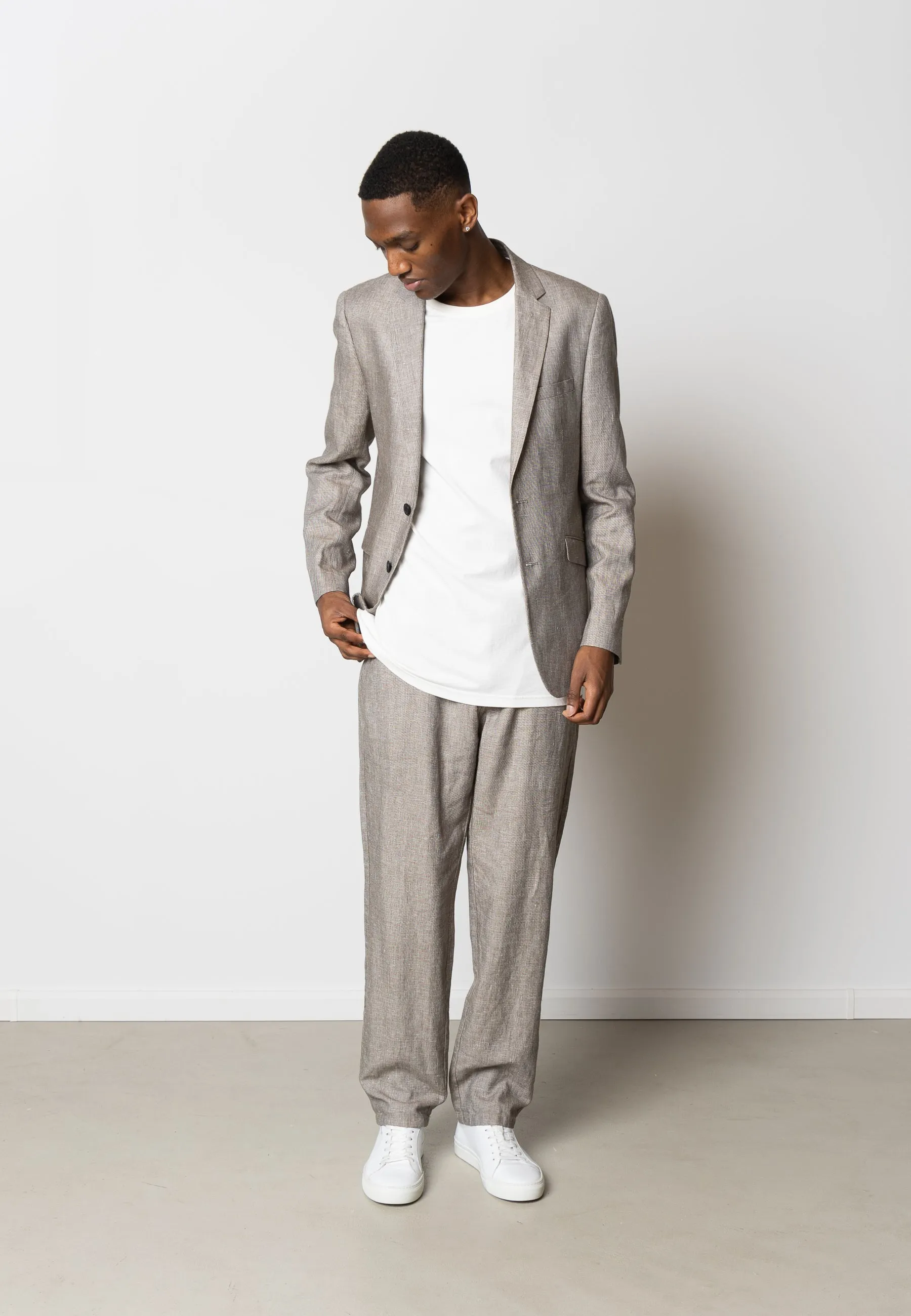 Roman linen blazer - Khaki Melange