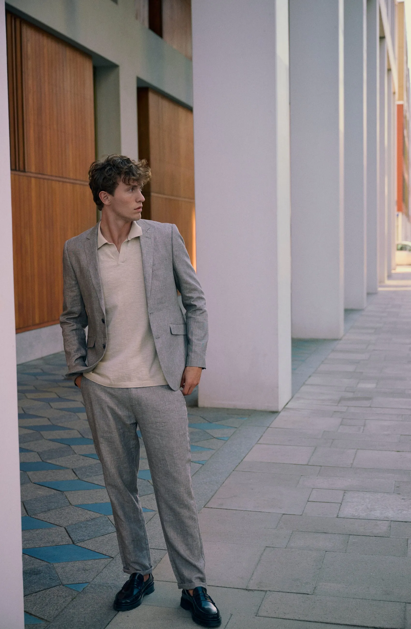 Roman linen blazer - Khaki Melange