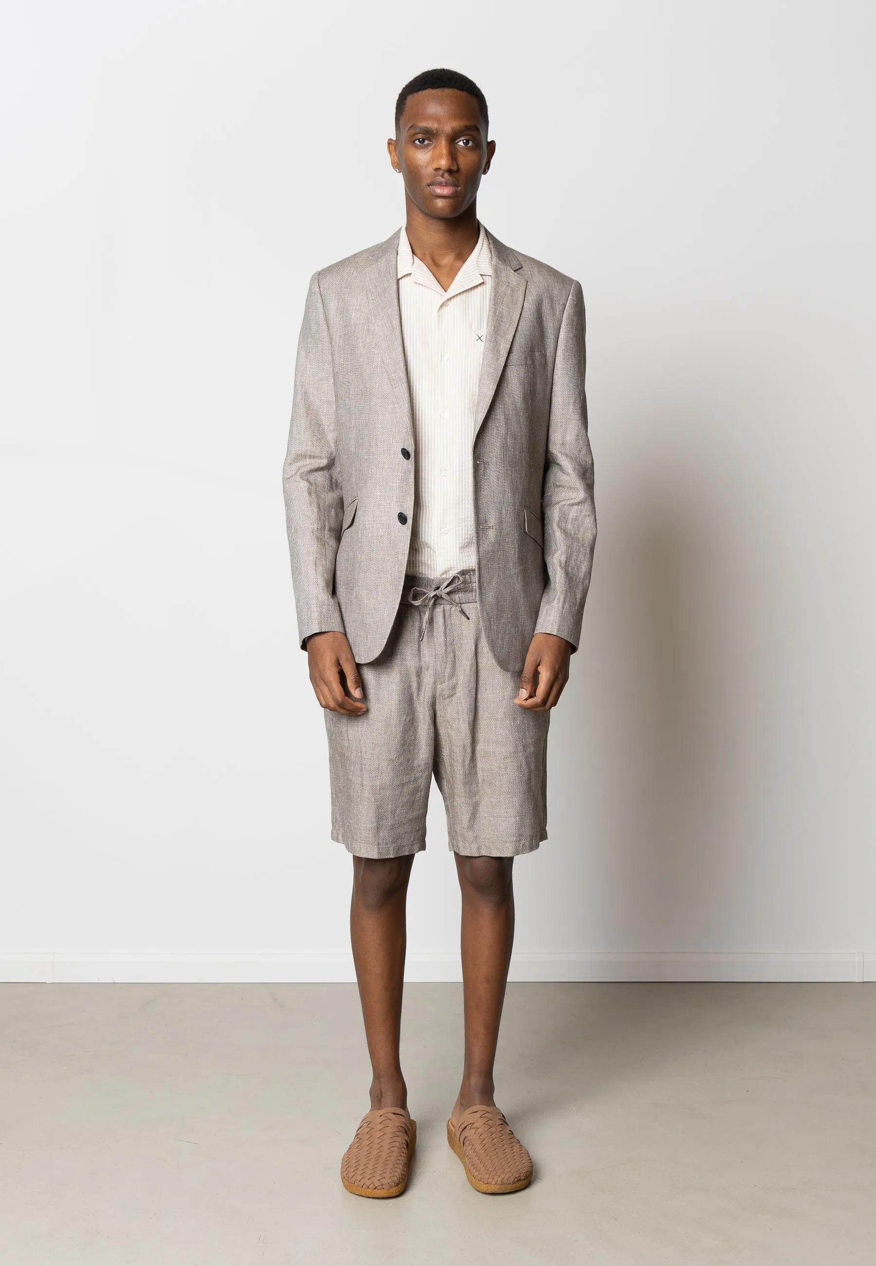 Roman linen blazer - Khaki Melange