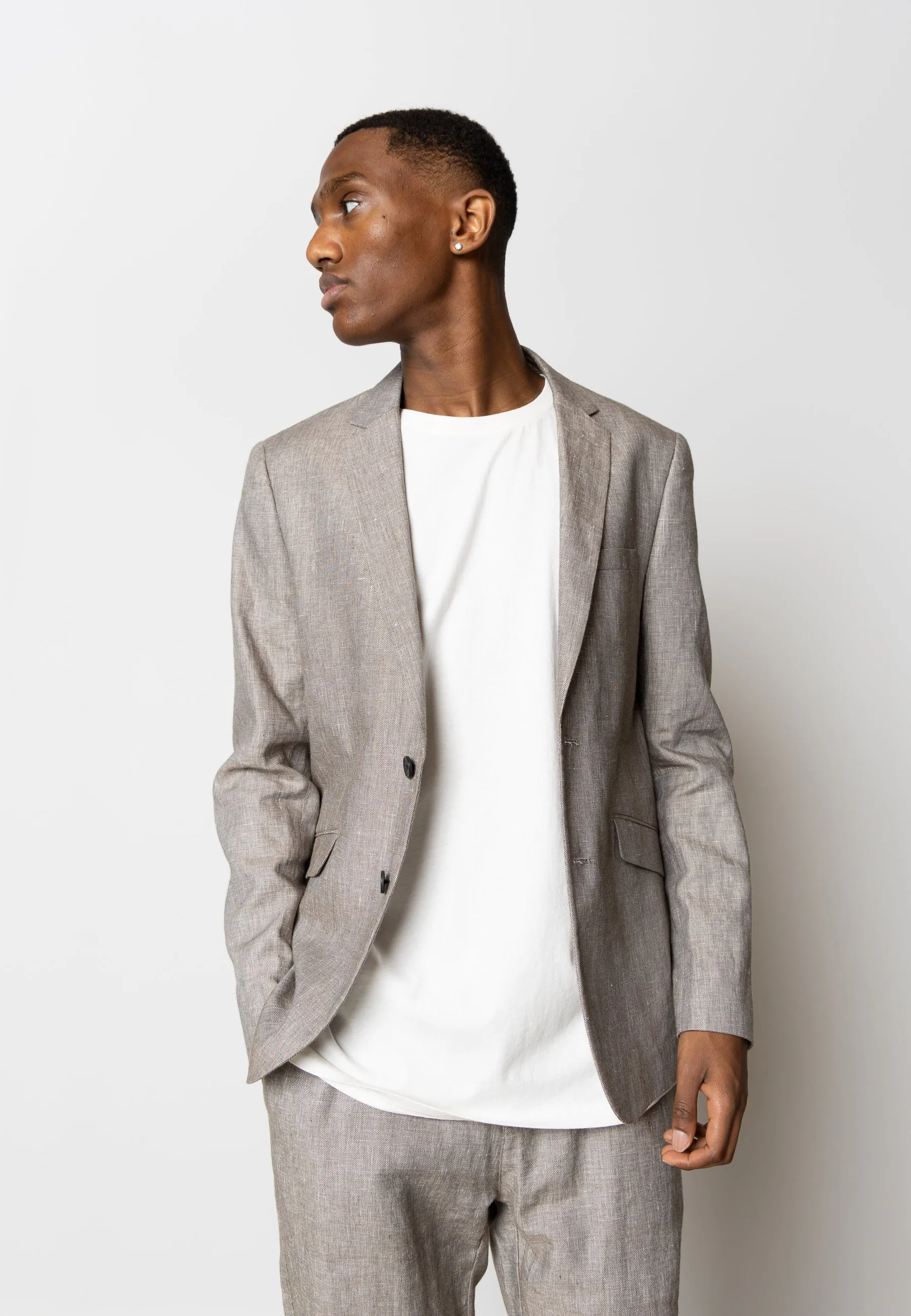 Roman linen blazer - Khaki Melange