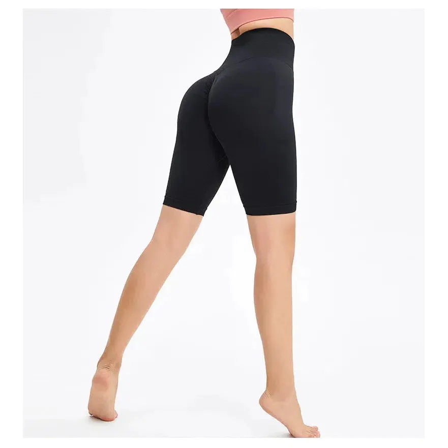Seamless Fitness Shorts Women Sports High Waist Running Peach