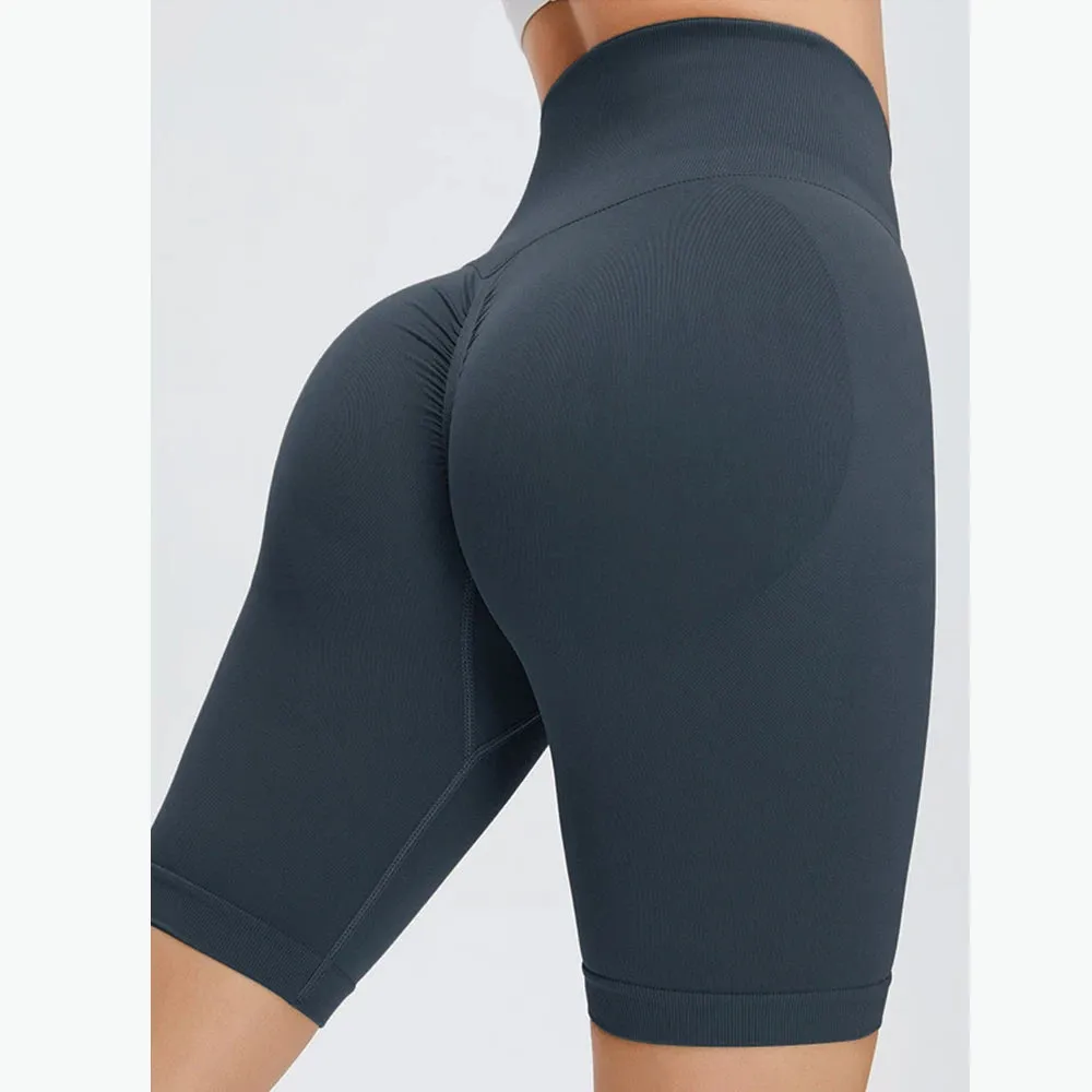 Seamless Fitness Shorts Women Sports High Waist Running Peach