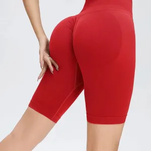 Seamless Fitness Shorts Women Sports High Waist Running Peach