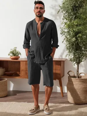 Soft 100% Cotton Shirt Shorts Set