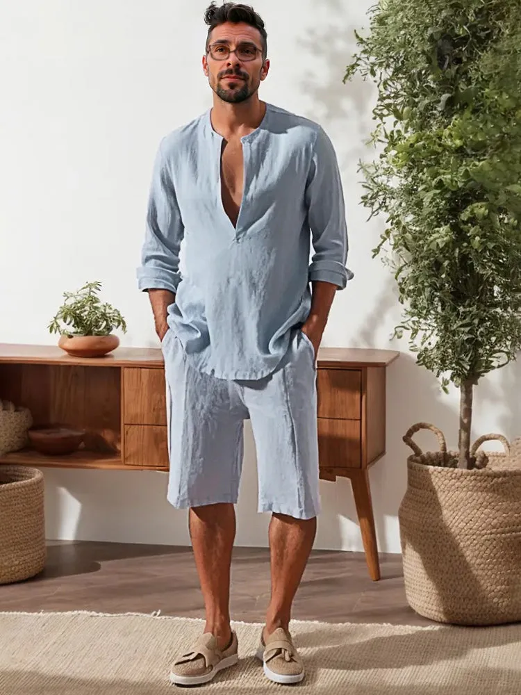 Soft 100% Cotton Shirt Shorts Set
