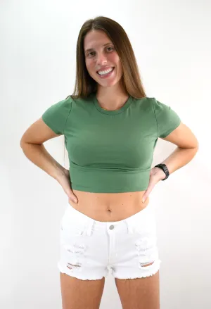 White Flag Distressed Shorts