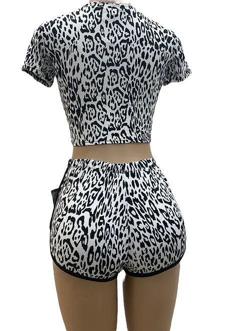 Women's Casual Animal Print Crop Top